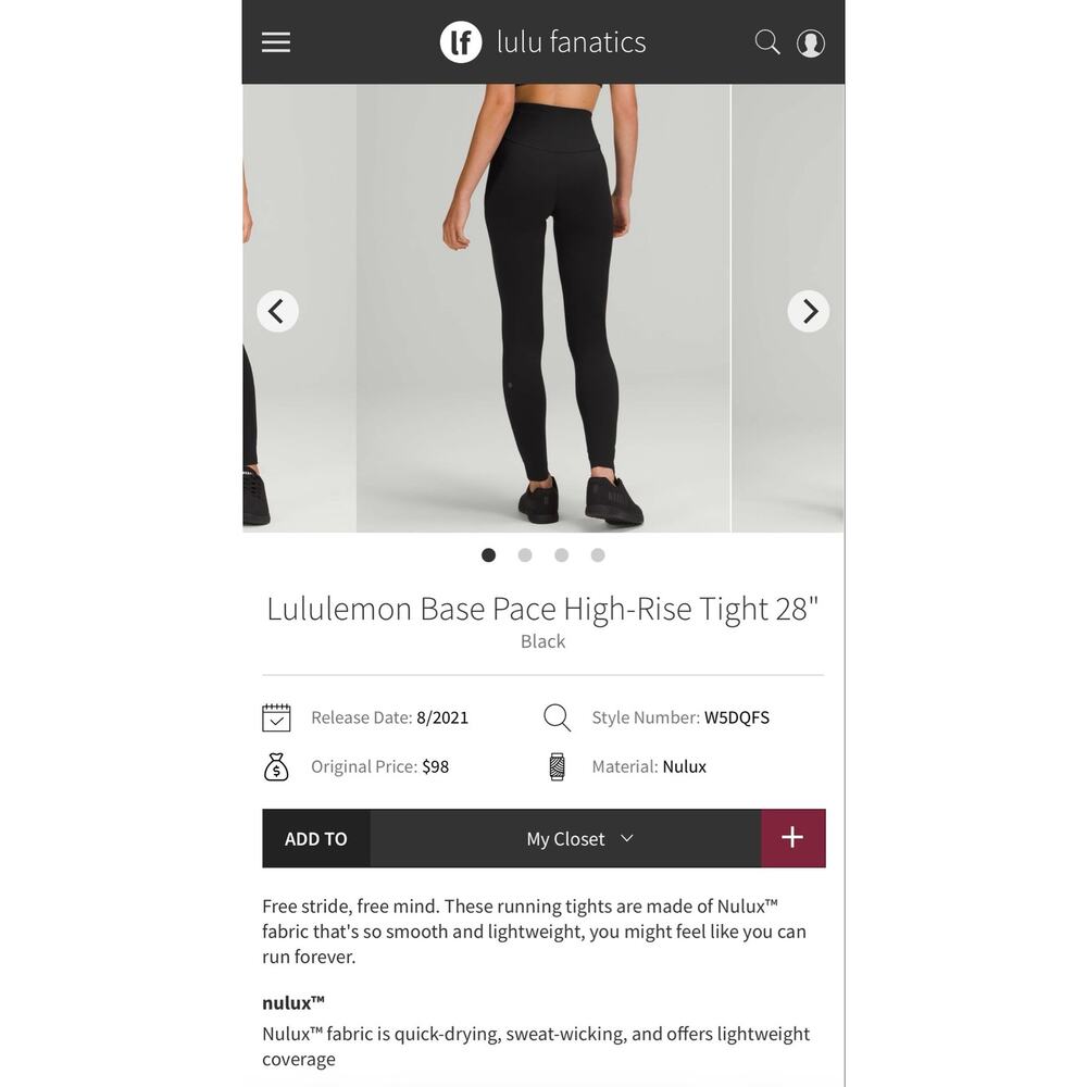 Lululemon Women’s Base Pace High-Rise Leggings Size 4 - Picture 9 of 10
